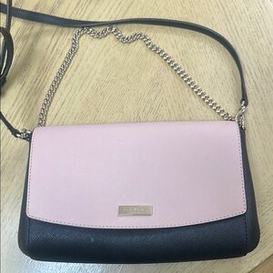 Kate Spade Pink and Black Crossbody Bag with Chain Strap